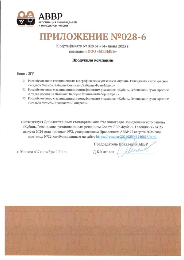 Приложение к Сертификату качества № 028 (ООО МЕЗЫБЬ) Приложение к Сертификату качества № 028 (ООО МЕЗЫБЬ)