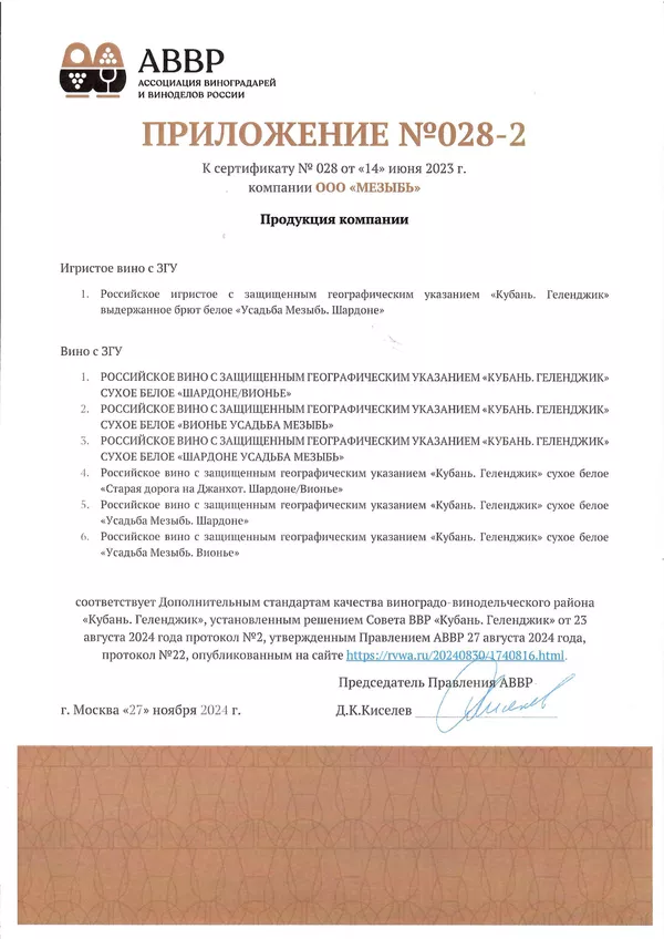 Приложение к Сертификату качества № 028 (ООО МЕЗЫБЬ) Приложение к Сертификату качества № 028 (ООО МЕЗЫБЬ)