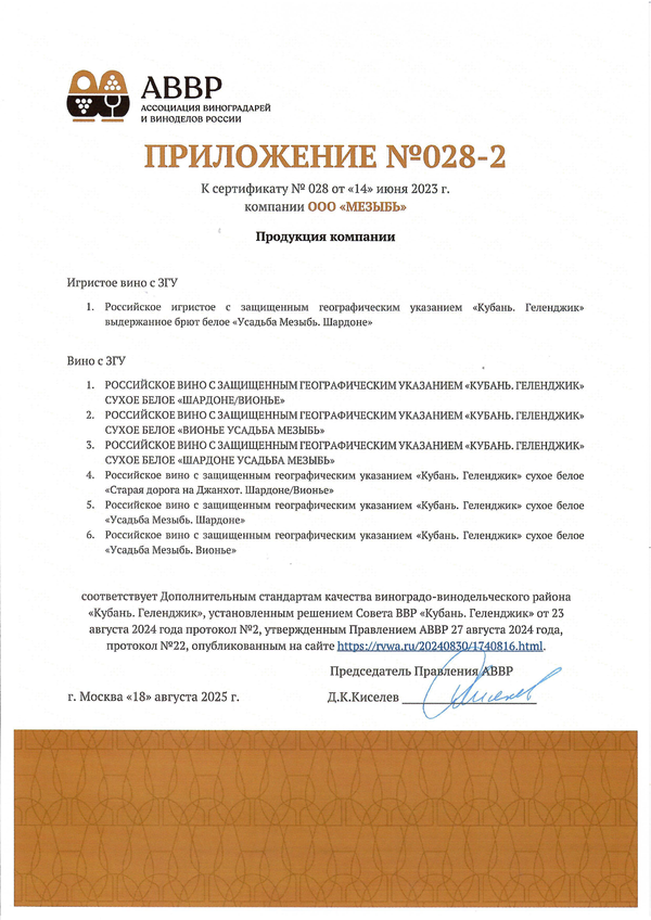 Приложение к Сертификату качества № 028 (ООО МЕЗЫБЬ) Приложение к Сертификату качества № 028 (ООО МЕЗЫБЬ)