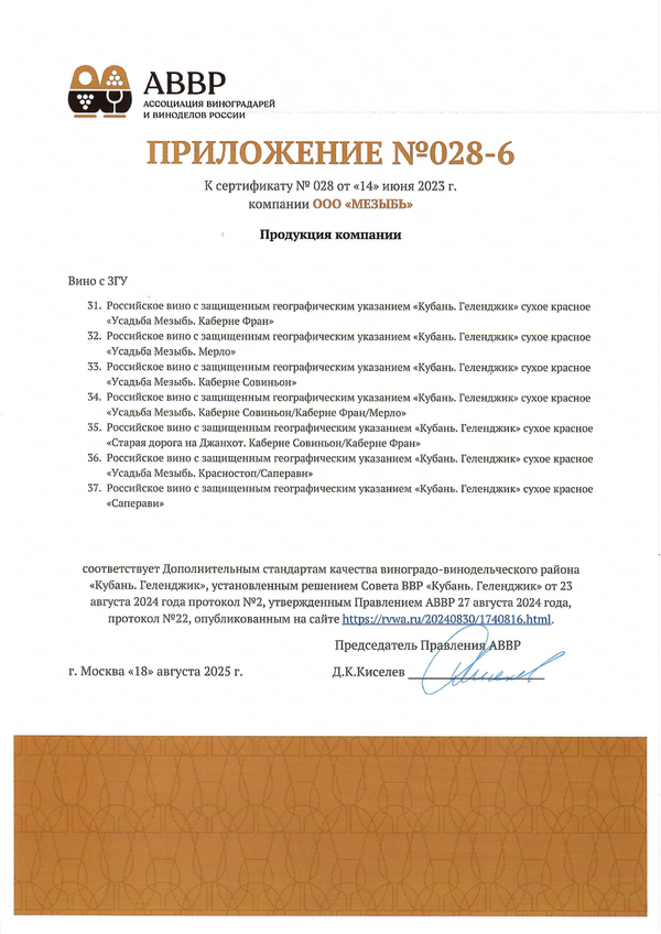 Приложение к Сертификату качества № 028 (ООО МЕЗЫБЬ) Приложение к Сертификату качества № 028 (ООО МЕЗЫБЬ)