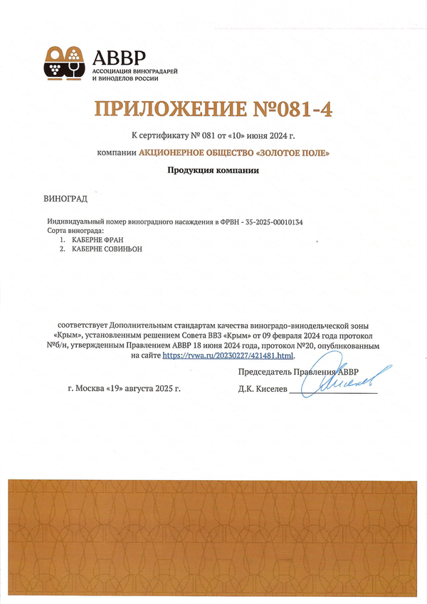 Приложение к Сертификату качества № 081 (АО ЗОЛОТОЕ ПОЛЕ) Приложение к Сертификату качества № 081 (АО ЗОЛОТОЕ ПОЛЕ)