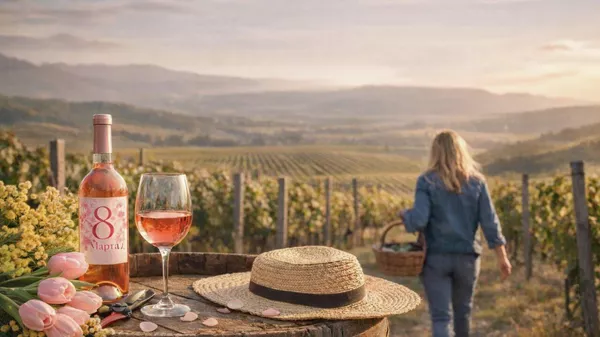 Женщина-винодел на винограднике