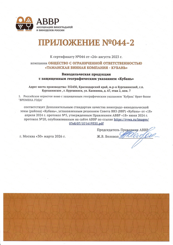 Приложение к Сертификату качества № 044-2 Приложение к Сертификату качества № 044-2